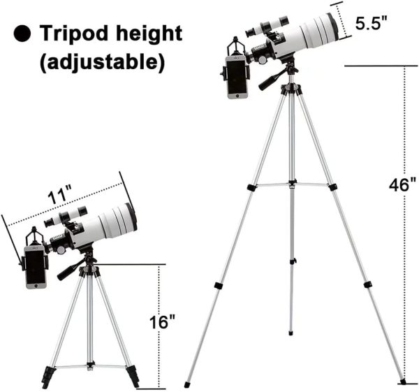 ToyerBee Telescope for Adults & Kids, 70mm Aperture Astronomical Refractor Telescopes for Astronomy Beginners (15X-150X), 300mm Portable Telescope with an Phone Adapter & A Wireless Remote - Image 4
