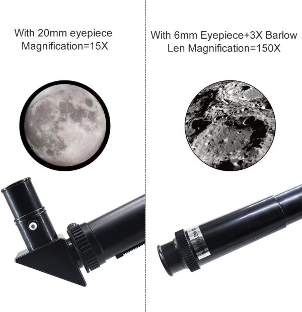 ToyerBee Telescope for Adults & Kids, 70mm Aperture Astronomical Refractor Telescopes for Astronomy Beginners (15X-150X), 300mm Portable Telescope with an Phone Adapter & A Wireless Remote - Image 3