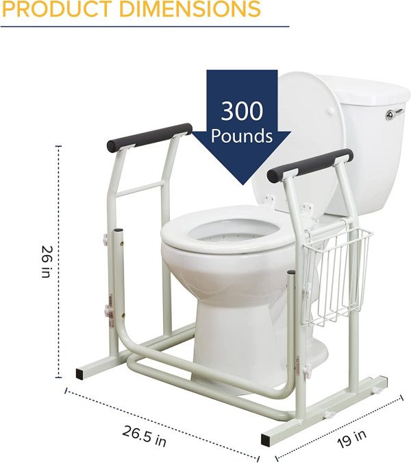 Drive Medical RTL12079 Toilet Safety Frame, Stand Alone Toilet Rails, Easy to Install Toilet Railing, Toilet Seat Frame for Elderly, Adjustable Handrails for Toilet Seat - Image 6