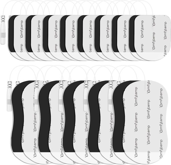 Comfytemp TENS Unit Replacement Pads, 30 Pcs TENS Pads with 2 Sizes, Self-Adhesive Electrodes Pad 2mm Connector for Most TENS Machine, Reusable Electrode Patches for Muscle Stimulator Electrotherapy