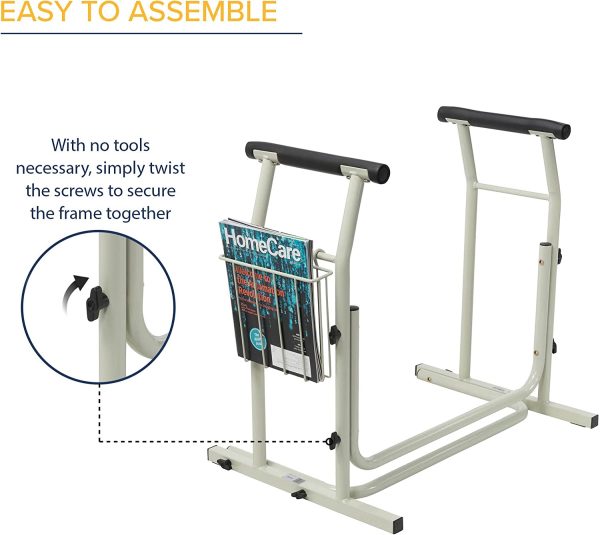 Drive Medical RTL12079 Toilet Safety Frame, Stand Alone Toilet Rails, Easy to Install Toilet Railing, Toilet Seat Frame for Elderly, Adjustable Handrails for Toilet Seat - Image 3