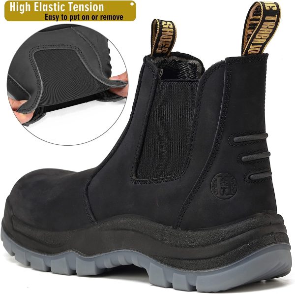 HANDMEN Work Boots for Men, Composite/Soft Toe Waterproof Working Boots, Slip Resistant Anti-Static Slip-on Safety Working Shoes 8 9 10 11 12 13 - Image 5