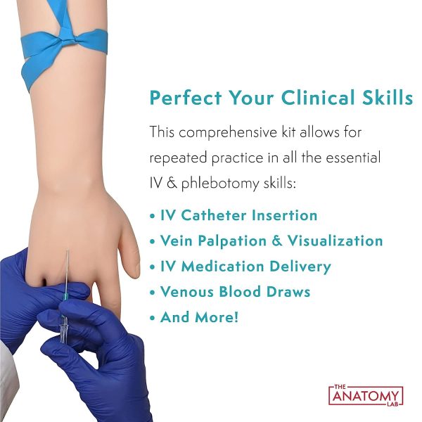 Anatomy Lab Premium IV and Venipuncture Training Kit, Practice Arm for Venipuncture Skills, Phlebotomy Practice, Clinical Nursing Training, 25+ Piece Kit, Durable & Realistic with 1 Year Warranty - Image 2