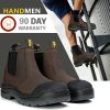 HANDMEN Work Boots for Men, Steel/Soft Toe Waterproof Working Boots, Slip Resistant Slip-on Safety Static Dissipative Working Shoes (Dark Brown) - Image 7