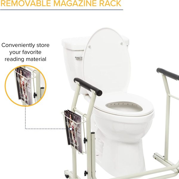 Drive Medical RTL12079 Toilet Safety Frame, Stand Alone Toilet Rails, Easy to Install Toilet Railing, Toilet Seat Frame for Elderly, Adjustable Handrails for Toilet Seat - Image 5