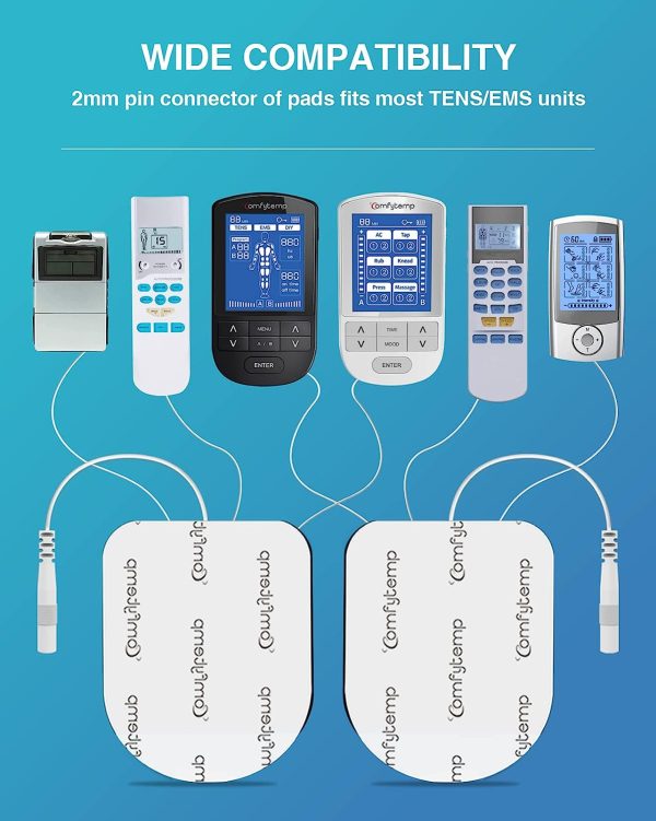 Comfytemp TENS Unit Replacement Pads, 30 Pcs TENS Pads with 2 Sizes, Self-Adhesive Electrodes Pad 2mm Connector for Most TENS Machine, Reusable Electrode Patches for Muscle Stimulator Electrotherapy - Image 6