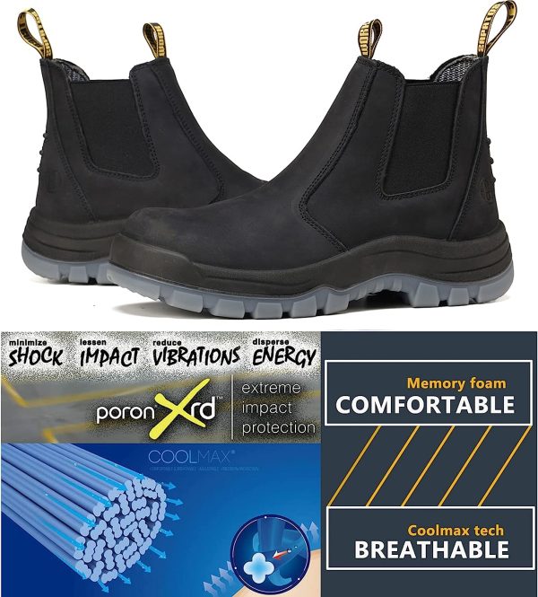 HANDMEN Work Boots for Men, Composite/Soft Toe Waterproof Working Boots, Slip Resistant Anti-Static Slip-on Safety Working Shoes 8 9 10 11 12 13 - Image 4