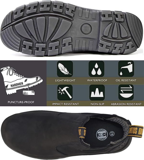HANDMEN Work Boots for Men, Composite/Soft Toe Waterproof Working Boots, Slip Resistant Anti-Static Slip-on Safety Working Shoes 8 9 10 11 12 13 - Image 6