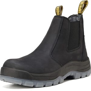 HANDMEN Work Boots for Men, Composite/Soft Toe Waterproof Working Boots, Slip Resistant Anti-Static Slip-on Safety Working Shoes 8 9 10 11 12 13