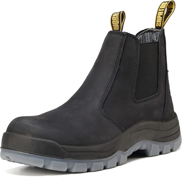 HANDMEN Work Boots for Men, Composite/Soft Toe Waterproof Working Boots, Slip Resistant Anti-Static Slip-on Safety Working Shoes 8 9 10 11 12 13
