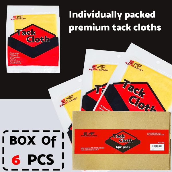 S&F STEAD & FAST Painters Tack Cloth Woodworking, Tack Cloth for Painting, Sticky Tack Rag for Automotive, Metal, Sanding, Cleaning, Dusting, Staining, Tac Cloths Box, 18 x 36 Inches Dust Cloths - Image 2