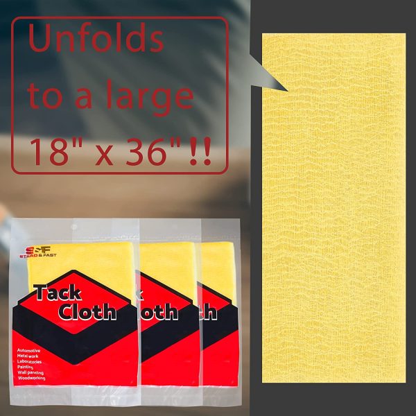 S&F STEAD & FAST Painters Tack Cloth Woodworking, Tack Cloth for Painting, Sticky Tack Rag for Automotive, Metal, Sanding, Cleaning, Dusting, Staining, Tac Cloths Box, 18 x 36 Inches Dust Cloths - Image 4