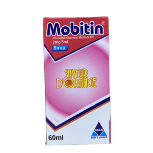 May & Baker Mobitin Syrup Chlorpheniramine Maleate BP 2mg/5ml (Orange Flavour), 60ml