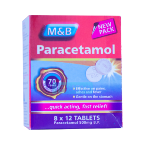 May & Baker Paracetamol 500mg BP, 8 x 12 Tablets
