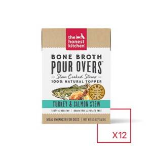 The Honest Kitchen Bone Broth POUR OVERS Turkey & Salmon Stew Case of 12 Wet Dog Food Topper 156g
