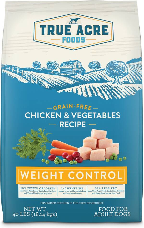 True Acre Foods Weight Control Chicken & Vegetables Recipes Grain-Free Dry Dog Food 18.1kg