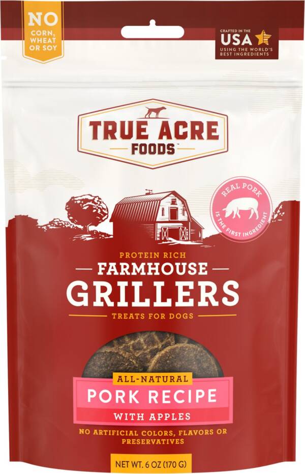 True Acre Foods Farmhouse Grillers Pork Recipe with Apples Dog Treats 170g