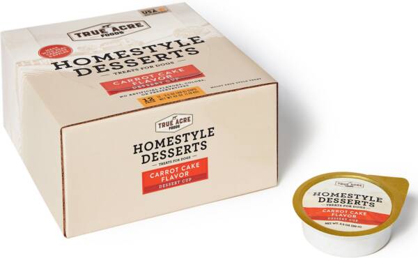 True Acre Foods Homestyle Desserts, Carrot Cake Flavor Dessert Cup Case of 12 Dog Treats 1.2kg