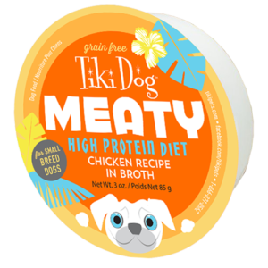 Tiki Dog MEATY High Protein Diet Chicken Recipe in Broth Grain-Free Case of 4 Wet Dog Food 85g