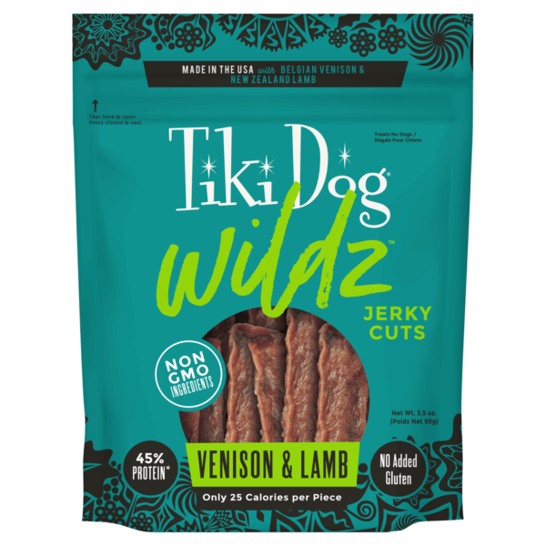 Tiki Dog Wildz Venison and Lamb Jerky Cuts Dog Treats 99g