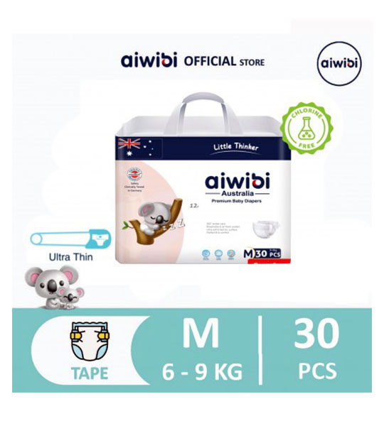 Aiwibi Ultra Slim Tape Diaper 09 - M 30pcs (Medium Pack)