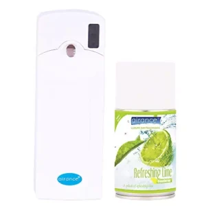 Airance Automatic LED A8 Room Freshener Dispenser Machine with 250 ml Refreshing Lime Fragrance Spray Bottle (Pack of 2)