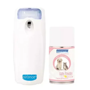 Airance Automatic Pet Air Freshener With 250 ml Baby Powder Fragrance Refill- Spray Bottle (Pack of 2)
