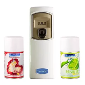 Airance Automatic Room Freshener Dispenser Machine with 250 ml Each Rose Petals & Refreshing Lime Fragrance Spray Bottle (Pack of 3)