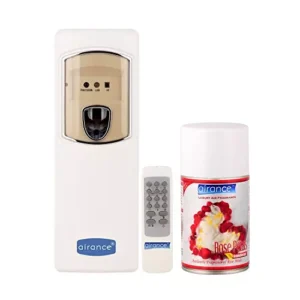 Airance Automatic Room Freshner Dispenser Machine with 250 ml Rose Petals Fragrance Spray Bottle (Pack of 2)