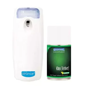 Airance Automatic Room Freshener Dispenser Machine with 250 ml Khus (Vetiver) Fragrance Spray Bottle (Pack of 2)