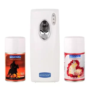 Airance Automatic LED A4 Room Freshener Dispenser Machine with 250 ml Each Musk & Rose Petals Fragrance Spray Bottle (Pack of 3)