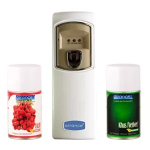 Airance Automatic Room Freshener Dispenser Machine with 250 ml Each Litchi & Khus (Vetiver) Fragrance Spray Bottle (Pack of 3)