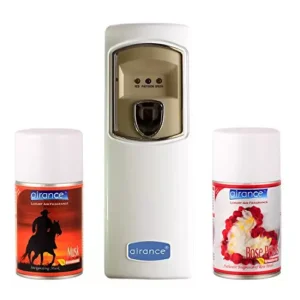 Airance Automatic Room Freshener Dispenser Machine with 250 ml Musk & Rose Petals Fragrance Spray Bottle (Pack of 3)