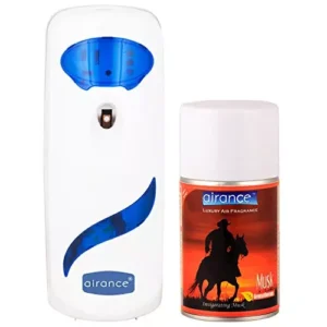 Airance Automatic A7 Room Freshener Dispenser Machine with 250 ml Musk Fragrance Spray Bottle (Pack of 2)