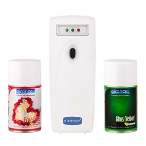 Airance Automatic LED A3 Room Freshener Dispenser Machine with 250 ml Each Rose Petals & Khus (Vetiver) Fragrance Spray Bottle (Pack of 3)