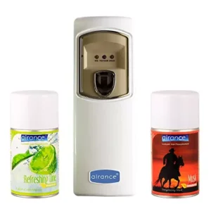 Airance Automatic Room Freshener Dispenser Machine with 250 ml Each Refreshing Lime & Musk Fragrance Spray Bottle (Pack of 3)