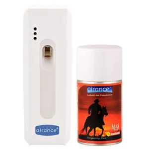 Airance Automatic A5 Room Freshener Dispenser Machine with 250 ml Musk Fragrance Spray Bottle (Pack of 2)