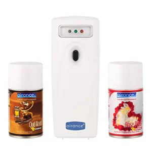 Airance Automatic LED A3 Room Freshener Dispenser Machine with 250 ml Each Oud Wood & Rose Petals Fragrance Spray Bottle (Pack of 3)
