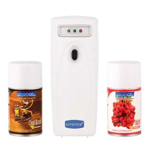 Airance Automatic LED A3 Room Freshener Dispenser Machine with 250 ml Each Oud Wood & Litchi Fragrance Spray Bottle (Pack of 3)