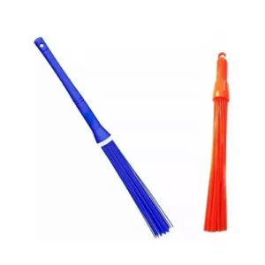 Cyber Sales 82 cm Blue and 58 cm Orange Plastic Wet and Dry Broom (Pack of 2)