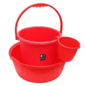 KKR INDUSTRIES Nylon Red 12 L Nylon Bucket, Mug & Tub Set