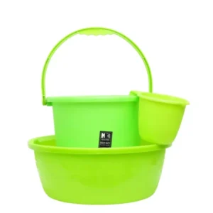 KKR INDUSTRIES Nylon Green 14 L Nylon Bucket, Mug & Tub Set