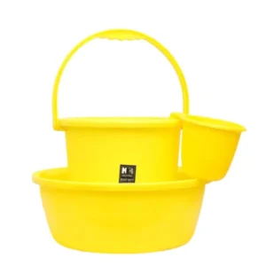 KKR INDUSTRIES Nylon Yellow 14 L Nylon Bucket, Mug & Tub Set