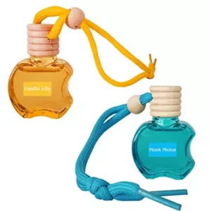 Airance 9 ml Each Lilly Vanilla & Musk Melon Fragrance Apple Shape Hanging Aroma Diffuser Car Air Freshener (Pack of 2)