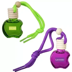 Airance 9 ml Each Green Apple & Lavender Fragrance Apple Shape Hanging Aroma Diffuser Car Air Freshener (Pack of 2)