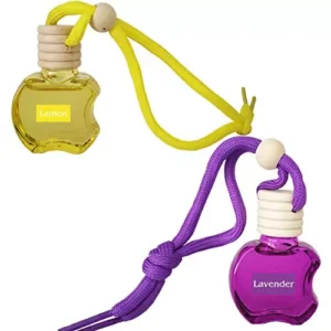 Airance 9 ml Each Lemon & Lavender Fragrance Apple Shape Hanging Aroma Diffuser Car Air Freshener (Pack of 2)