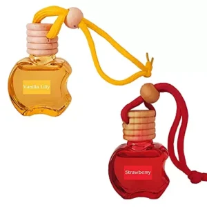 Airance 9 ml Each Lilly Vanilla & Strawberry Fragrance Apple Shape Hanging Aroma Diffuser Car Air Freshener (Pack of 2)