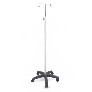 JE HOSPI Mild Steel Frame with 5 Wheel IV Stand (Silver)