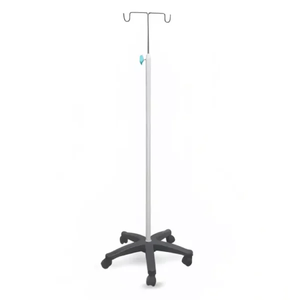 JE HOSPI Mild Steel Frame with 5 Wheel IV Stand (Silver)