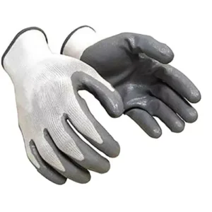 BRALA Nitrile Safety Gloves (Grey and White, M Size)